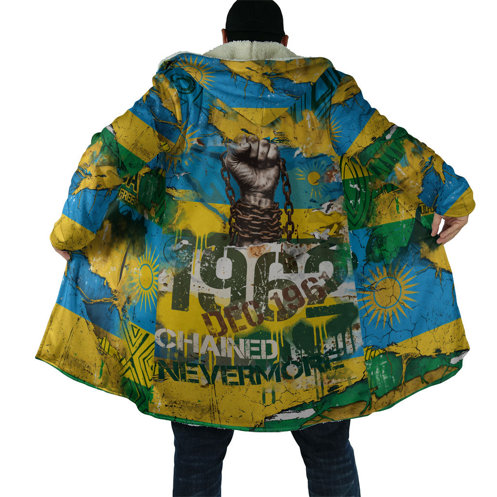 Rwanda Independence Day Cloak Distressed Grunge Flag Design - Broken Chains And 1962 Graphic