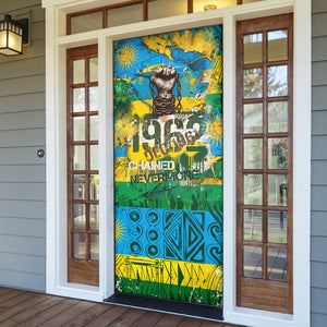 Rwanda Independence Day Door Cover Distressed Grunge Flag Design - Broken Chains And 1962 Graphic