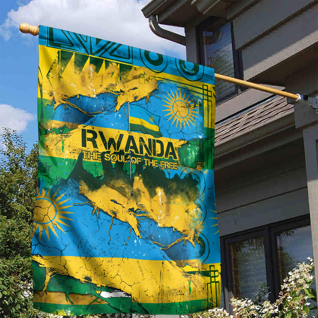Rwanda Independence Day Garden Flag Distressed Grunge Flag Design - Broken Chains And 1962 Graphic