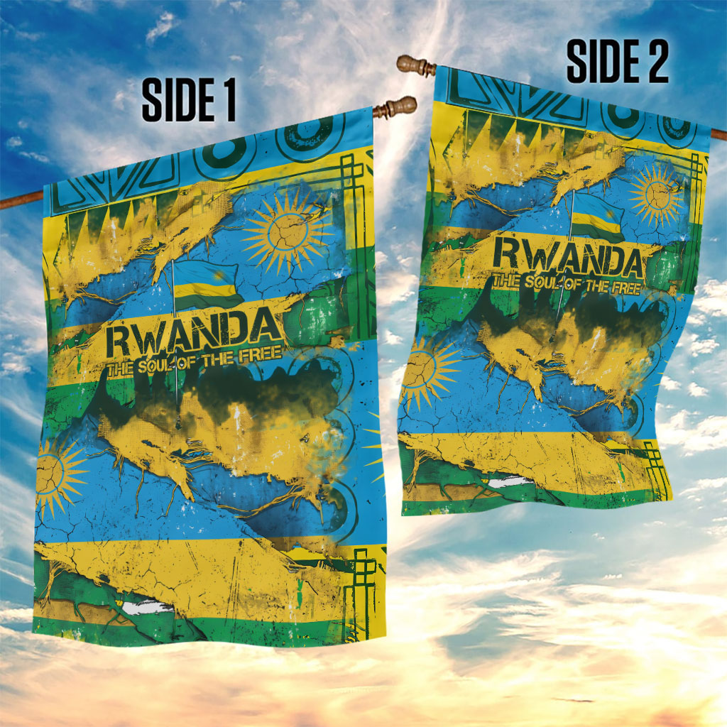 Rwanda Independence Day Garden Flag Distressed Grunge Flag Design - Broken Chains And 1962 Graphic