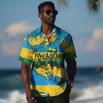 Rwanda Independence Day Hawaiian Shirt Distressed Grunge Flag Design - Broken Chains And 1962 Graphic