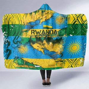 Rwanda Independence Day Hooded Blanket Distressed Grunge Flag Design - Broken Chains And 1962 Graphic