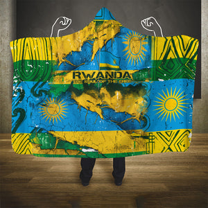 Rwanda Independence Day Hooded Blanket Distressed Grunge Flag Design - Broken Chains And 1962 Graphic