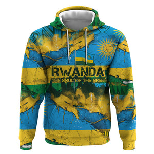 Rwanda Independence Day Hoodie Distressed Grunge Flag Design - Broken Chains And 1962 Graphic