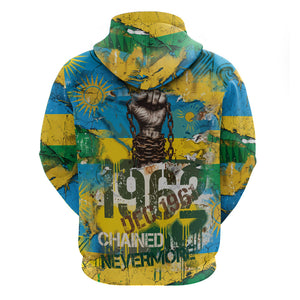 Rwanda Independence Day Hoodie Distressed Grunge Flag Design - Broken Chains And 1962 Graphic