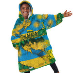 Rwanda Independence Day Kid Wearable Blanket Hoodie Distressed Grunge Flag Design - Broken Chains And 1962 Graphic
