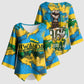 Rwanda Independence Day Kimono Sleeve Blouse Distressed Grunge Flag Design - Broken Chains And 1962 Graphic