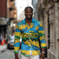 Rwanda Independence Day Long Sleeve Button Shirt Distressed Grunge Flag Design - Broken Chains And 1962 Graphic