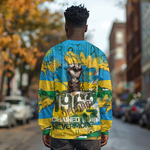 Rwanda Independence Day Long Sleeve Shirt Distressed Grunge Flag Design - Broken Chains And 1962 Graphic