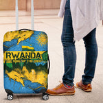 Rwanda Independence Day Luggage Cover Distressed Grunge Flag Design - Broken Chains And 1962 Graphic