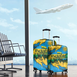 Rwanda Independence Day Luggage Cover Distressed Grunge Flag Design - Broken Chains And 1962 Graphic