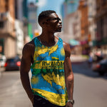 Rwanda Independence Day Men Tank Top Distressed Grunge Flag Design - Broken Chains And 1962 Graphic