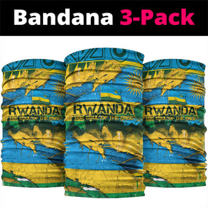 Rwanda Independence Day Neck Gaiter Distressed Grunge Flag Design - Broken Chains And 1962 Graphic