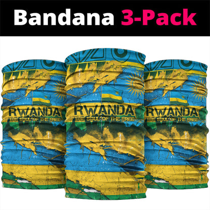 Rwanda Independence Day Neck Gaiter Distressed Grunge Flag Design - Broken Chains And 1962 Graphic
