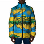 Rwanda Independence Day Padded Jacket Distressed Grunge Flag Design - Broken Chains And 1962 Graphic