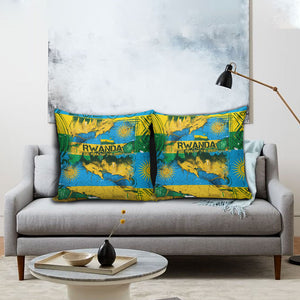 Rwanda Independence Day Pillow Cover Distressed Grunge Flag Design - Broken Chains And 1962 Graphic
