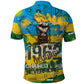 Rwanda Independence Day Polo Shirt Distressed Grunge Flag Design - Broken Chains And 1962 Graphic