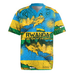Rwanda Independence Day Rugby Jersey Distressed Grunge Flag Design - Broken Chains And 1962 Graphic