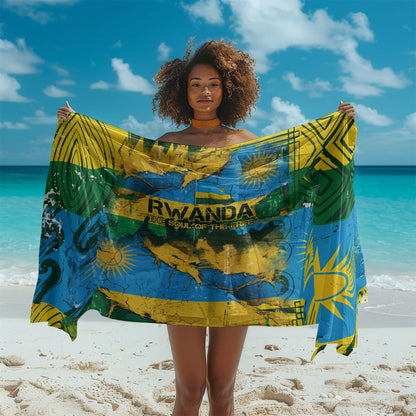 Rwanda Independence Day Sarong Distressed Grunge Flag Design - Broken Chains And 1962 Graphic