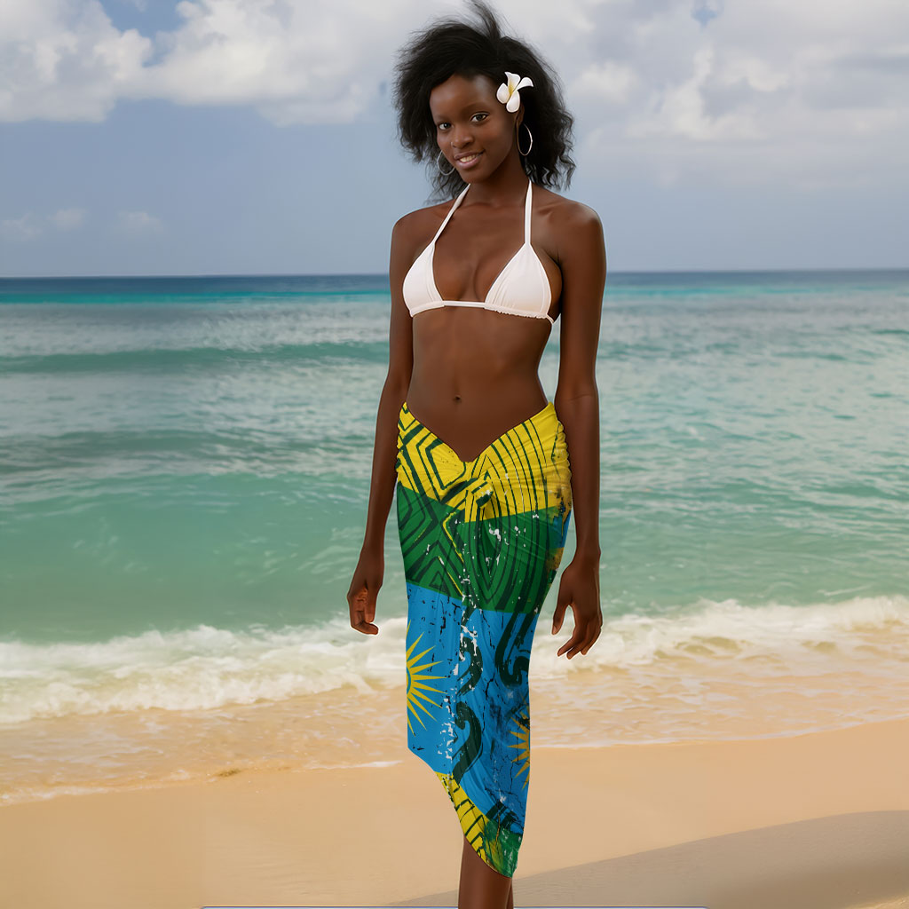 Rwanda Independence Day Sarong Distressed Grunge Flag Design - Broken Chains And 1962 Graphic