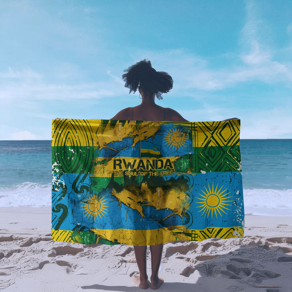Rwanda Independence Day Sarong Distressed Grunge Flag Design - Broken Chains And 1962 Graphic