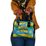 Rwanda Independence Day Shoulder Handbag Distressed Grunge Flag Design - Broken Chains And 1962 Graphic