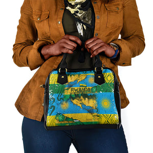 Rwanda Independence Day Shoulder Handbag Distressed Grunge Flag Design - Broken Chains And 1962 Graphic