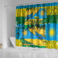 Rwanda Independence Day Shower Curtain Distressed Grunge Flag Design - Broken Chains And 1962 Graphic