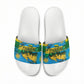 Rwanda Independence Day Slide Sandals Distressed Grunge Flag Design - Broken Chains And 1962 Graphic