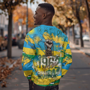 Rwanda Independence Day Sweatshirt Distressed Grunge Flag Design - Broken Chains And 1962 Graphic