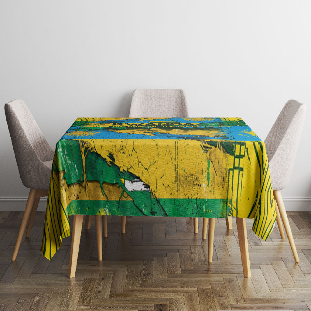 Rwanda Independence Day Tablecloth Distressed Grunge Flag Design - Broken Chains And 1962 Graphic