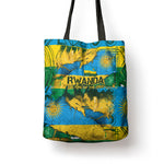 Rwanda Independence Day Tote Bag Distressed Grunge Flag Design - Broken Chains And 1962 Graphic