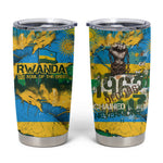 Rwanda Independence Day Tumbler Cup Distressed Grunge Flag Design - Broken Chains And 1962 Graphic