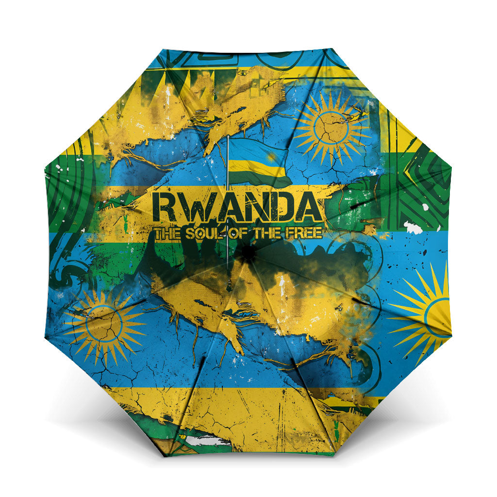 Rwanda Independence Day Umbrella Distressed Grunge Flag Design - Broken Chains And 1962 Graphic