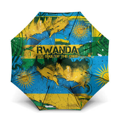 Rwanda Independence Day Umbrella Distressed Grunge Flag Design - Broken Chains And 1962 Graphic