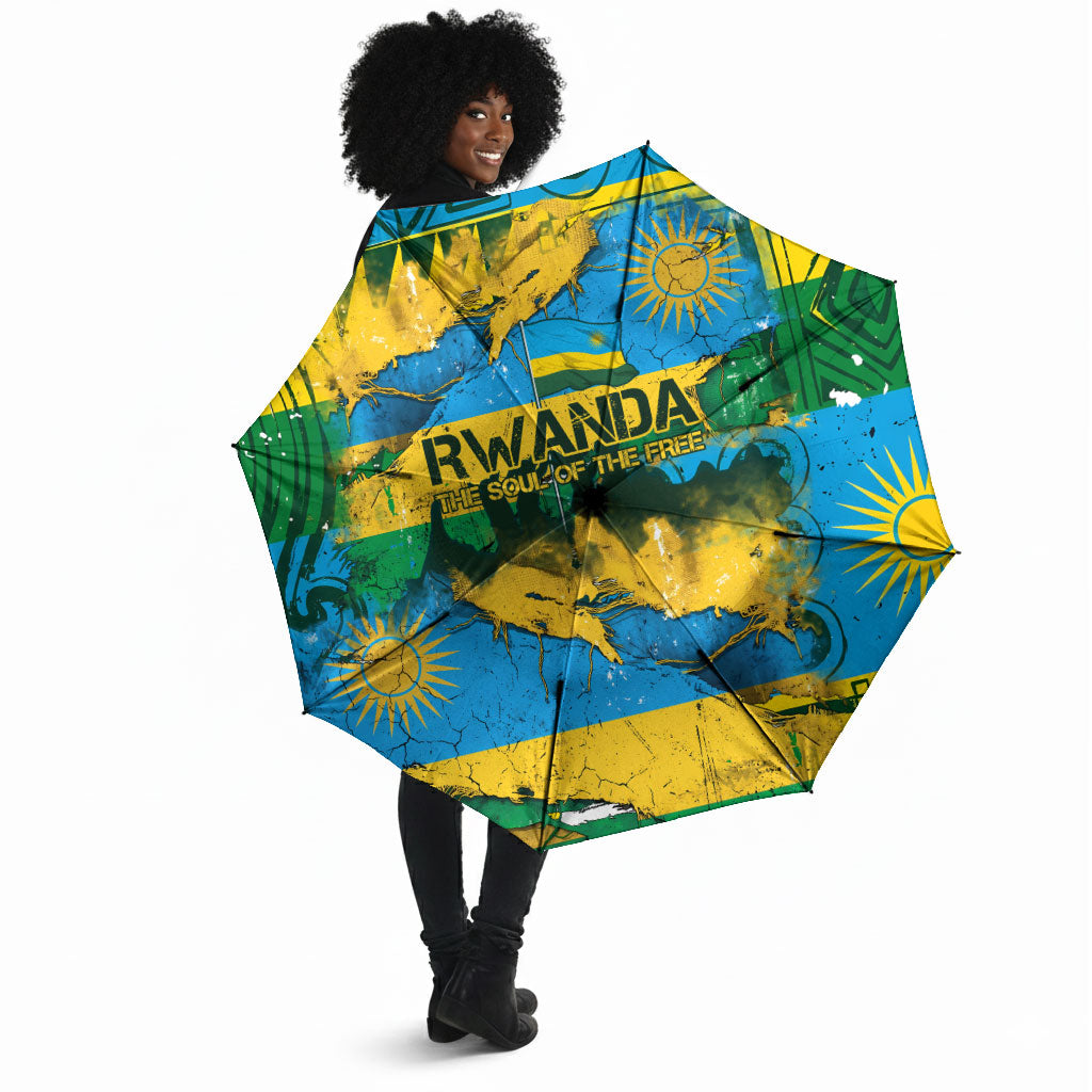 Rwanda Independence Day Umbrella Distressed Grunge Flag Design - Broken Chains And 1962 Graphic