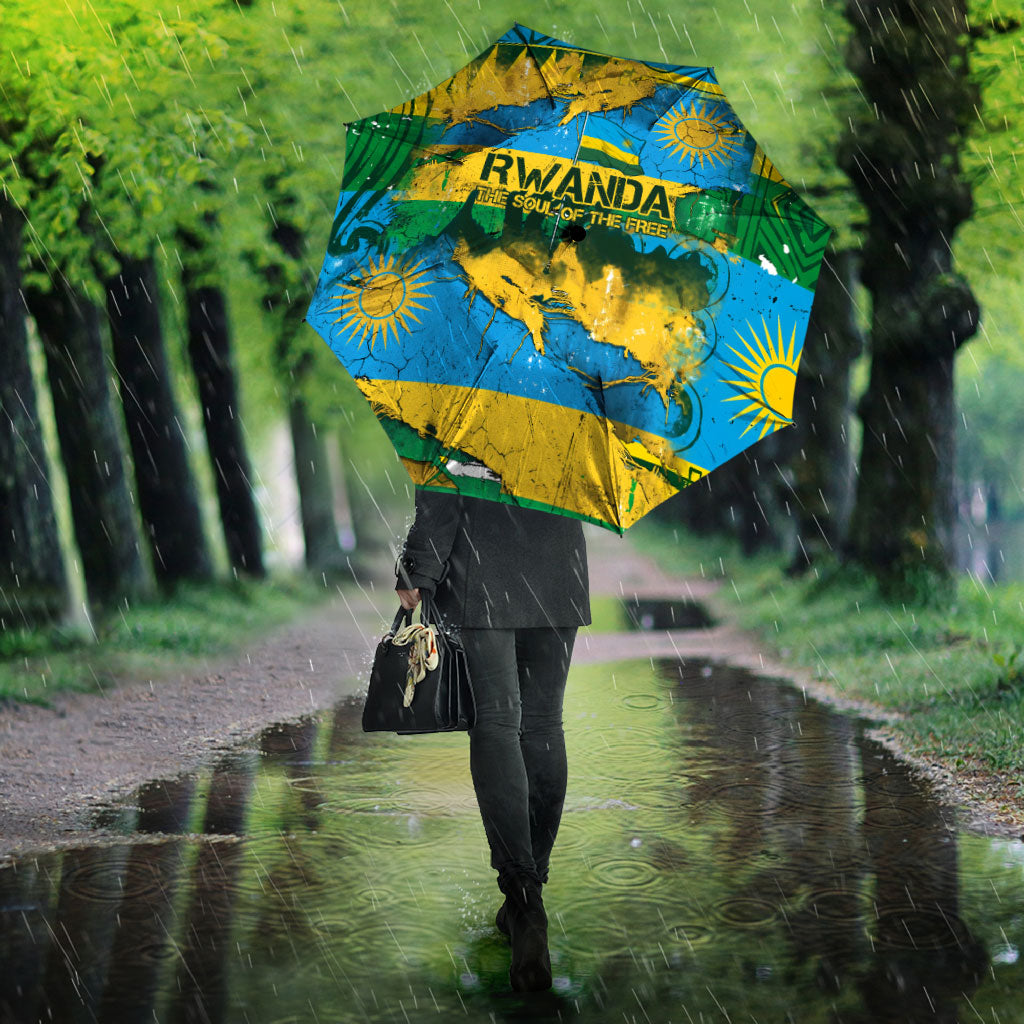 Rwanda Independence Day Umbrella Distressed Grunge Flag Design - Broken Chains And 1962 Graphic
