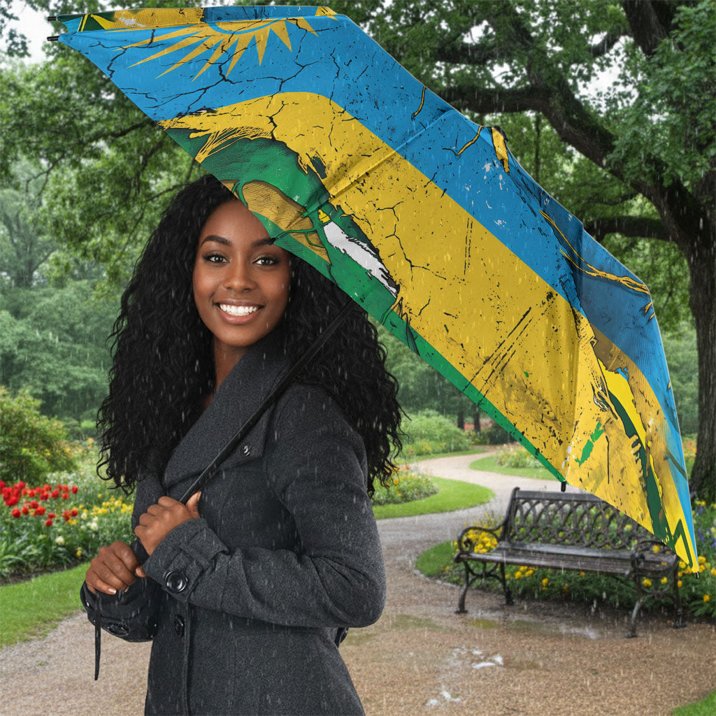 Rwanda Independence Day Umbrella Distressed Grunge Flag Design - Broken Chains And 1962 Graphic