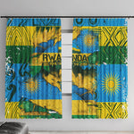 Rwanda Independence Day Window Curtain Distressed Grunge Flag Design - Broken Chains And 1962 Graphic