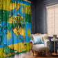 Rwanda Independence Day Window Curtain Distressed Grunge Flag Design - Broken Chains And 1962 Graphic