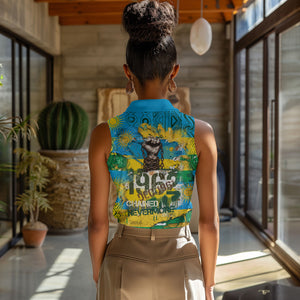 Rwanda Independence Day Women Sleeveless Polo Shirt Distressed Grunge Flag Design - Broken Chains And 1962 Graphic