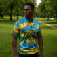 Rwanda Independence Day Zipper Polo Shirt Distressed Grunge Flag Design - Broken Chains And 1962 Graphic