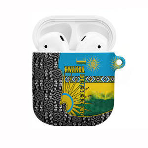 Rwanda Independence Day Unite Paix Progres AirPods Case African Geometric Pattern - Power Fist And Coffee Branch Art