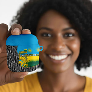 Rwanda Independence Day Unite Paix Progres AirPods Case African Geometric Pattern - Power Fist And Coffee Branch Art