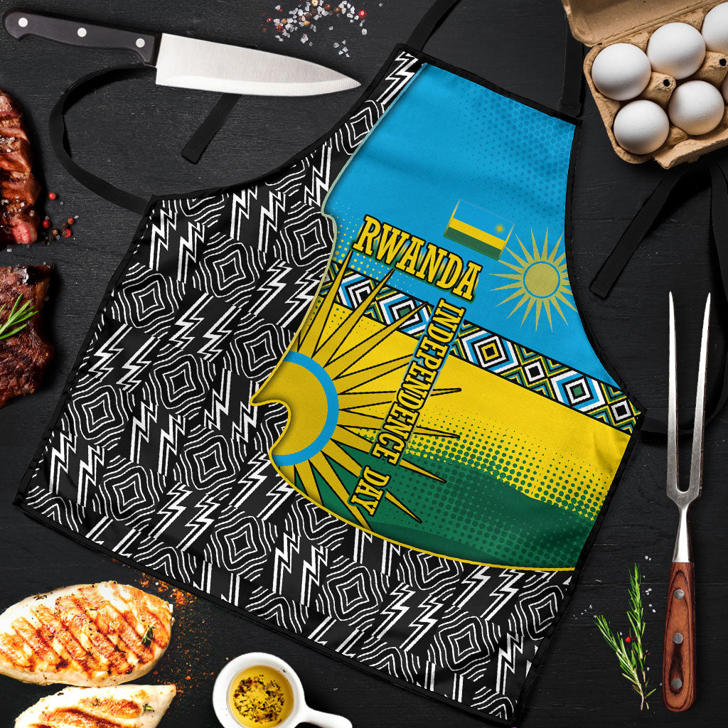 Rwanda Independence Day Unite Paix Progres Apron African Geometric Pattern - Power Fist And Coffee Branch Art