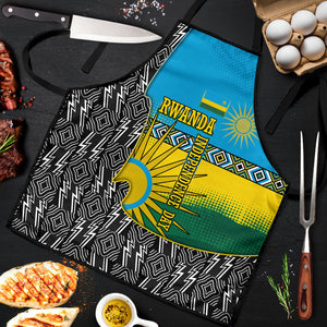 Rwanda Independence Day Unite Paix Progres Apron African Geometric Pattern - Power Fist And Coffee Branch Art