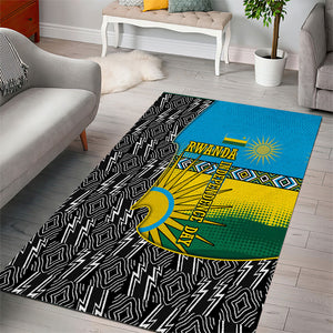 Rwanda Independence Day Unite Paix Progres Area Rug African Geometric Pattern - Power Fist And Coffee Branch Art