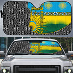 Rwanda Independence Day Unite Paix Progres Auto Sun Shade African Geometric Pattern - Power Fist And Coffee Branch Art