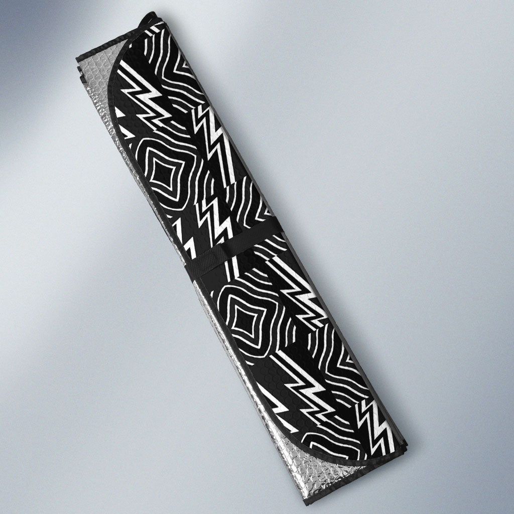 Rwanda Independence Day Unite Paix Progres Auto Sun Shade African Geometric Pattern - Power Fist And Coffee Branch Art