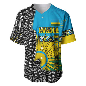 Rwanda Independence Day Unite Paix Progres Baseball Jersey African Geometric Pattern - Power Fist And Coffee Branch Art